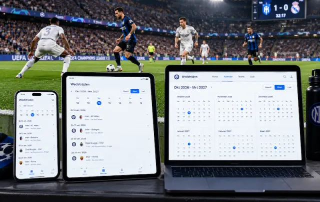 Un match de Ligue des champions, avec le calendrier sur smartphone, tablette et ordinateur portable